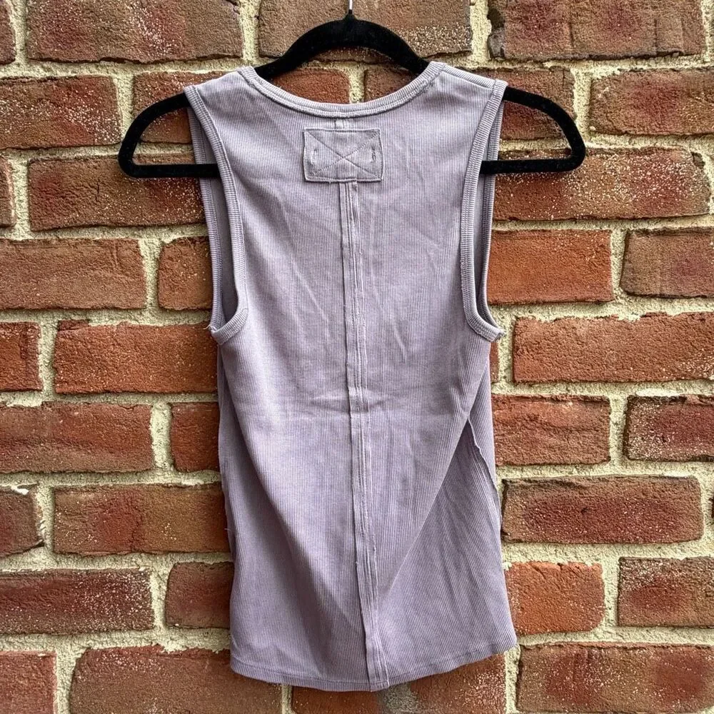 Free People X We The Free Neria V-Neck Tank Top purple dove Womens M NWOT